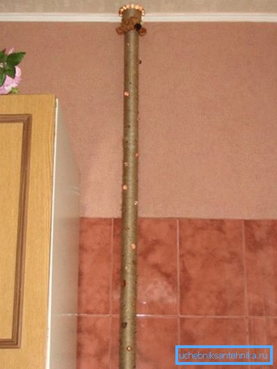 A fűtési cső díszítése a konyhában A fűtési cső díszítése a konyhában