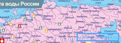 Az Orosz Föderáció csapvizeinek térképe. Az Orosz Föderáció csapvizeinek térképe.