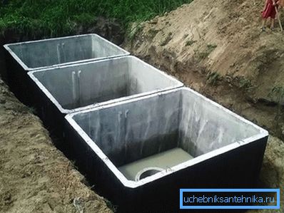 Három kamrás beton szeptikus tartály