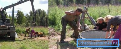 Az első betongyűrű felszerelése a bányában Az első betongyűrű felszerelése a bányában
