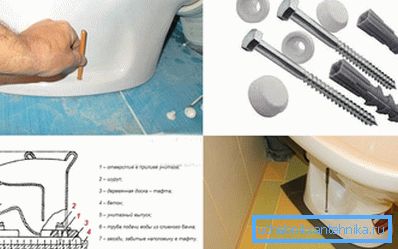 A WC-csésze padlóhoz való rögzítése - a tiplikre, a taftra és a ragasztóra A WC-csésze padlóhoz való rögzítése - a tiplikre, a taftra és a ragasztóra